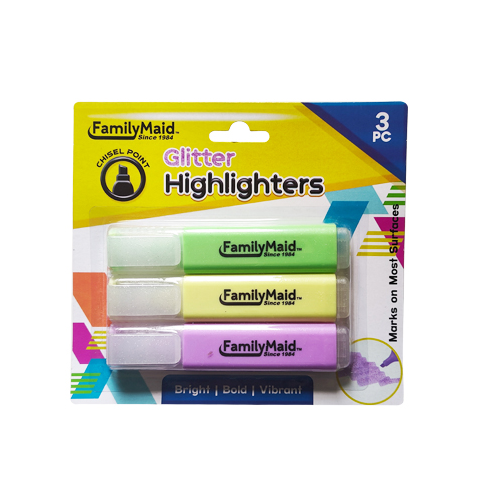 Highlighters 3pk Glitter Asst Clrs-wholesale Highlighters 3pk Glitter Asst Clrs-wholesale