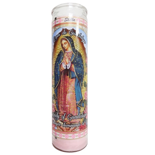 Candle 8in Virgen De Guadalupe Pink-wholesale