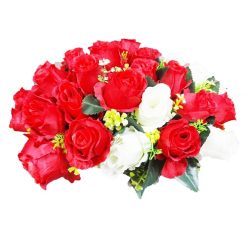 Rose Bouquet 24 Head Red & White-wholesale