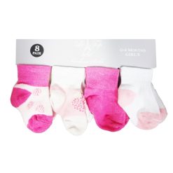 Baby Socks 8pk 0-6 Pink-wholesale