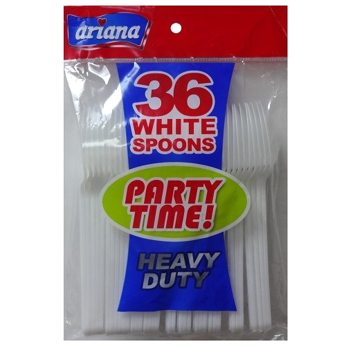 Ariana PS White Spoons 36ct Plastic H-D-wholesale