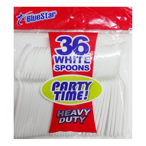Blue Star PP White Spoons 36ct Pastic-wholesale Blue Star PP White Spoons 36ct Pastic-wholesale
