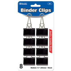 Binder Clips 8pk Md Black-wholesale