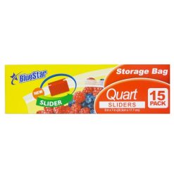 Blue Star Snack Bag 1 Quart Sliders 15ct-wholesale