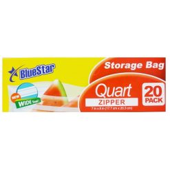 Blue Star Storage Bag 1 Quart Zipper 20c-wholesale