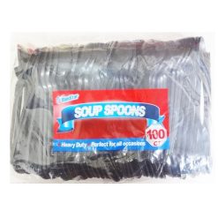 Blue Star PP Soup Spoons Black 100ct-wholesale