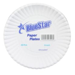 Blue Star Paper Plates 40ct 9in White-wholesale
