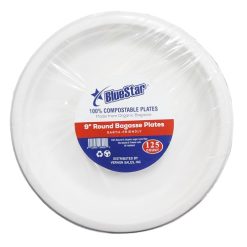 Blue Star Bagasse Plates 125ct 9in-wholesale