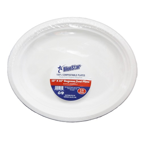 Blue Star Bagasse Oval Plates 25ct 12X10-wholesale Blue Star Bagasse Oval Plates 25ct 12X10-wholesale