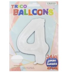 Balloons Foil 34in White #4-wholesale