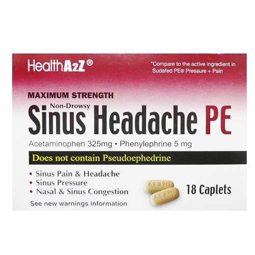 Health A2z Sinus Headache PE 325mg 18ct-wholesale Health A2z Sinus Headache PE 325mg 18ct-wholesale