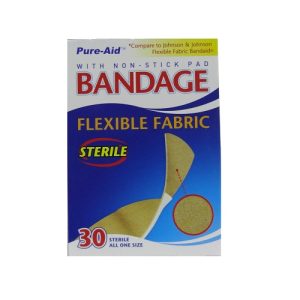 Pure-Aid Bandage 30ct Flex Fabric