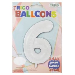 Balloons Foil 34in White #6-wholesale