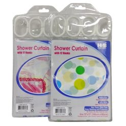 Shower Curtains W-12 Hooks Asst Clrs-wholesale