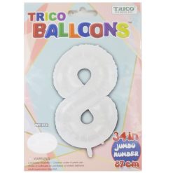 Balloons Foil 34in White #8-wholesale