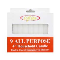 Soflite Household Candles 4in 9pk Whit-wholesale