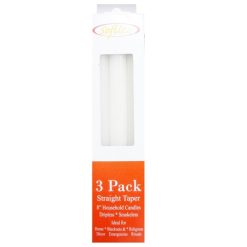 Soflite Household Candles 8in 3pk Whi-wholesale