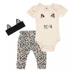 Baby Girl Jogger Set 3pc 6-9 Cat Design-wholesale