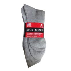 Sport Socks 2pk 10-13 Grey-wholesale