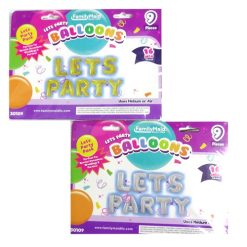 Balloons 9ct LETS PARTY Asst Clrs-wholesale