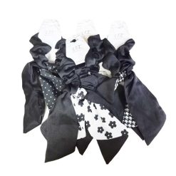 Hair Scrunchie W-Bow Black & White-wholesale