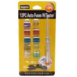 Auto Fuses W-Tester 12pc Asst-wholesale