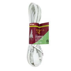 T.B Extension Cord 12ft White 3 Outlet-wholesale