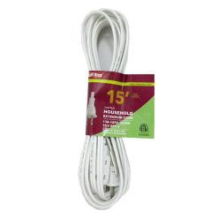 T.B Extension Cord 15ft White 3 Outlet-wholesale