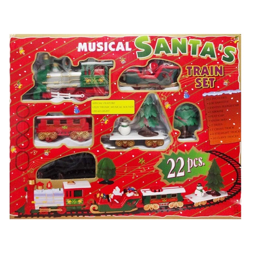 Toy Santas Train Set 22pc Musical-wholesale Toy Santas Train Set 22pc Musical-wholesale