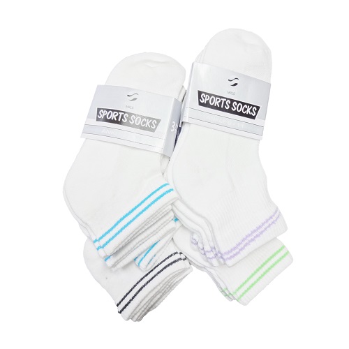 Socks Ankle 3pk 9-11 White W-Color Line-wholesale Socks Ankle 3pk 9-11 White W-Color Line-wholesale