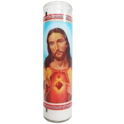 Candle 8in Sagrado Corazon De Jesus Whit-wholesale
