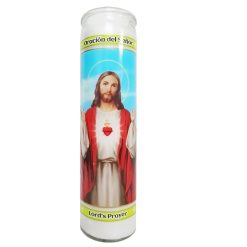 Candle 8in Oracion Del Señor White Lords-wholesale