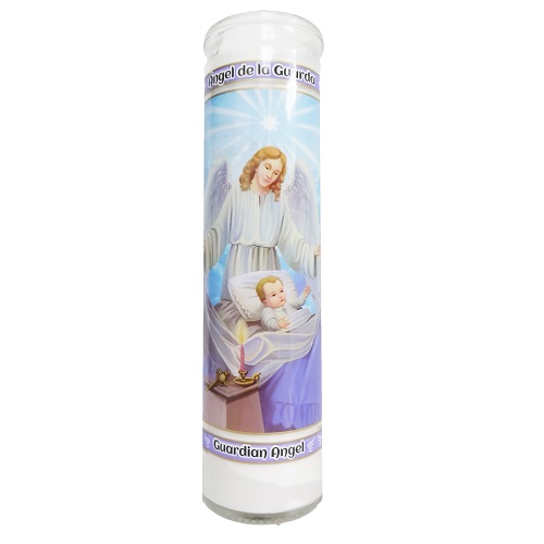 Candle 8in Angel De La Guarda White-wholesale Candle 8in Angel De La Guarda White-wholesale