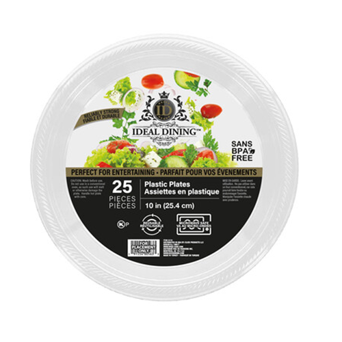 Ideal Plastic Plates 10in White 25ct-wholesale Ideal Plastic Plates 10in White 25ct-wholesale