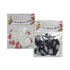 Balloons 8pc Happy Birthday Blck & Whte-wholesale