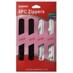 ***Zipper 4pc 7in Black & White-wholesale