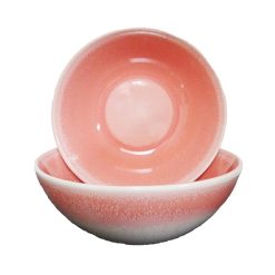 Bowl Ceramic 7in White & Pink-wholesale