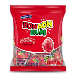 Bon Bon Lollipops 6oz Strawberry W-Gum-wholesale