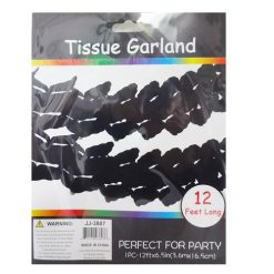 Tissue Paper Garland 12Ft Black-wholesale