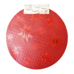 X-Mas Placemat Round Red 15in-wholesale