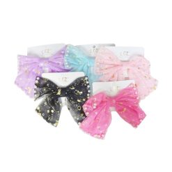 Hair Metal Clip W-Bow Asst Clrs-wholesale