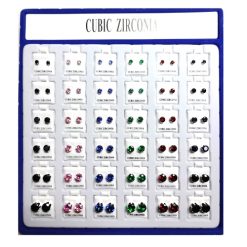 Cubic Zirconia Earrings Asst Clrs & Size-wholesale