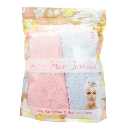 Hair Towel Turban Microfiber 2pk Asst Cl-wholesale Hair Towel Turban Microfiber 2pk Asst Cl-wholesale