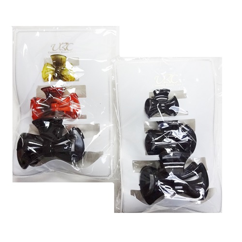 Hair Clips 3pc Asst Clrs & Sizes-wholesale Hair Clips 3pc Asst Clrs & Sizes-wholesale