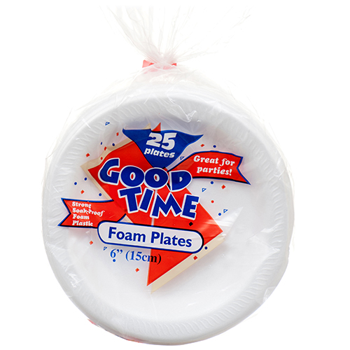 Good Time Foam Plate 6in 25ct-wholesale Good Time Foam Plate 6in 25ct-wholesale