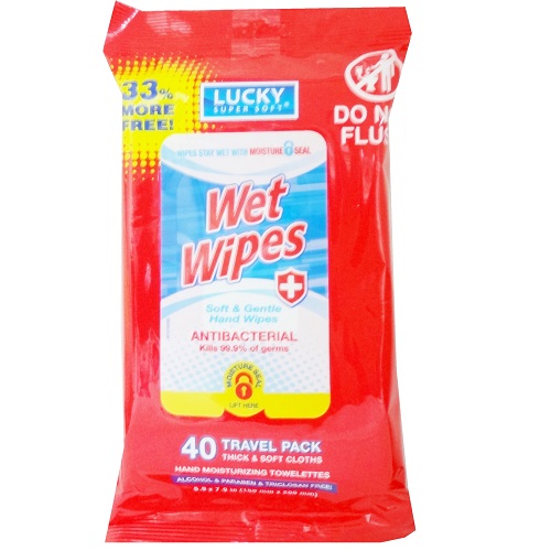 Lucky Wet Wipes 40ct Travel Pack Antibac-wholesale Lucky Wet Wipes 40ct Travel Pack Antibac-wholesale