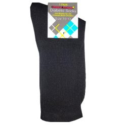 Diabetic Crew Socks 1pk 10-13 Black-wholesale