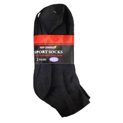 Ankle Socks 2pk 9-11 Black-wholesale