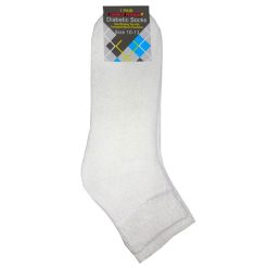 Diabetic Ankle Socks 1pk 10-13 White-wholesale