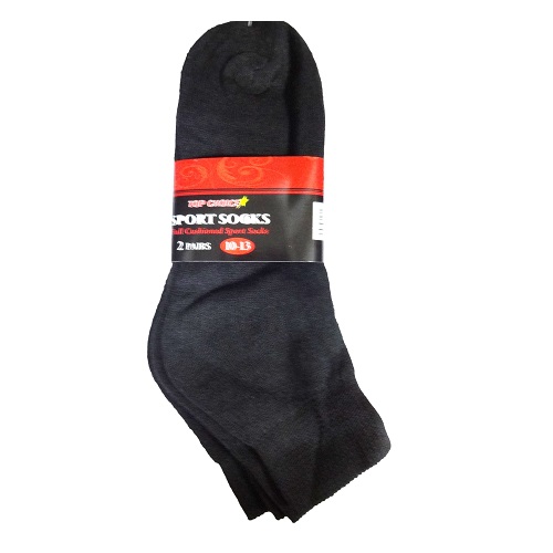 Ankle Socks 2pk 10-13 Black-wholesale Ankle Socks 2pk 10-13 Black-wholesale